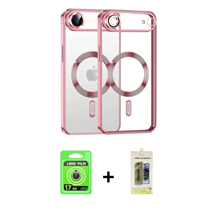 MARSİLYAN™- iPhone 17 Air Kılıf Nova Işık Özel Seri - Siyah Joko Magic 5D Hayalet Cam + Raze Metal Kamera Lens - GS