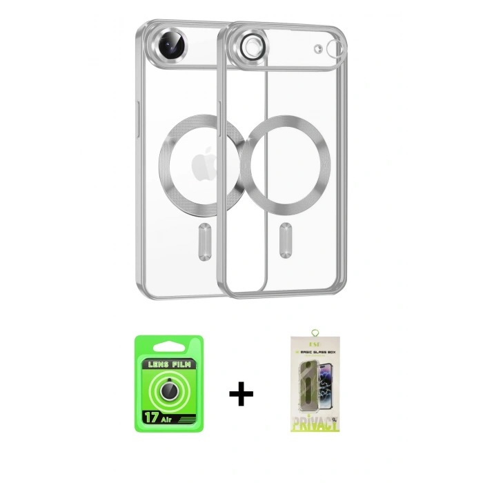 MARSİLYAN™- iPhone 17 Air Kılıf Nova Işık Özel Seri - Siyah Joko Magic 5D Hayalet Cam + Raze Metal Kamera Lens - GS
