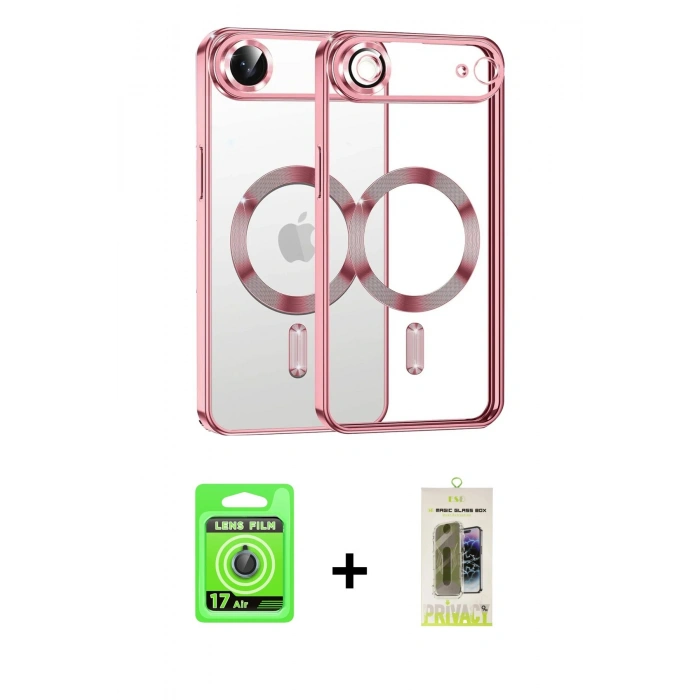 MARSİLYAN™- iPhone 17 Air Kılıf Nova Işık Özel Seri - Siyah Joko Magic 5D Hayalet Cam + Raze Metal Kamera Lens - MI