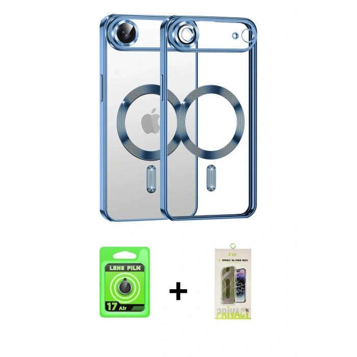MARSİLYAN™- iPhone 17 Air Kılıf Nova Işık Özel Seri - Siyah Joko Magic 5D Hayalet Cam + Raze Metal Kamera Lens - MI
