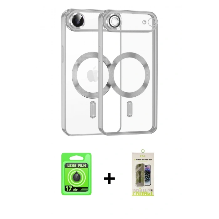 MARSİLYAN™- iPhone 17 Air Kılıf Nova Işık Özel Seri - Siyah Joko Magic 5D Hayalet Cam + Raze Metal Kamera Lens - SH