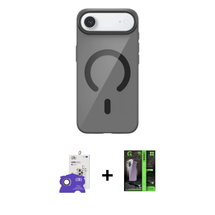 MARSİLYAN™- iPhone 17 Air Kılıf Pusula Form Özel Seri - Şeffaf 360 Full Body Arka Koruyucu + Bilvis Titan Kamera Lens - GD