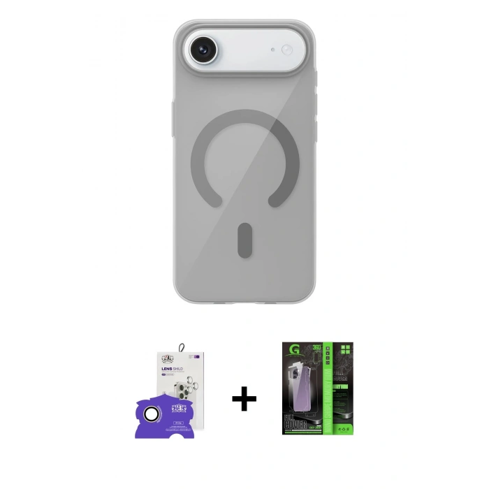 MARSİLYAN™- iPhone 17 Air Kılıf Pusula Form Özel Seri - Şeffaf 360 Full Body Arka Koruyucu + Bilvis Titan Kamera Lens - GD