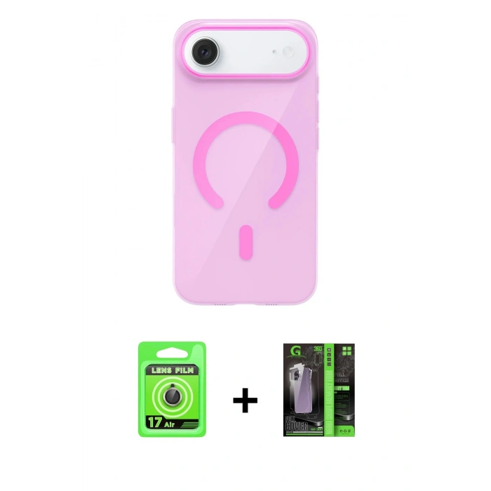 MARSİLYAN™- iPhone 17 Air Kılıf Pusula Form Özel Seri - Şeffaf 360 Full Body Arka Koruyucu + Raze Metal Kamera Lens - GD