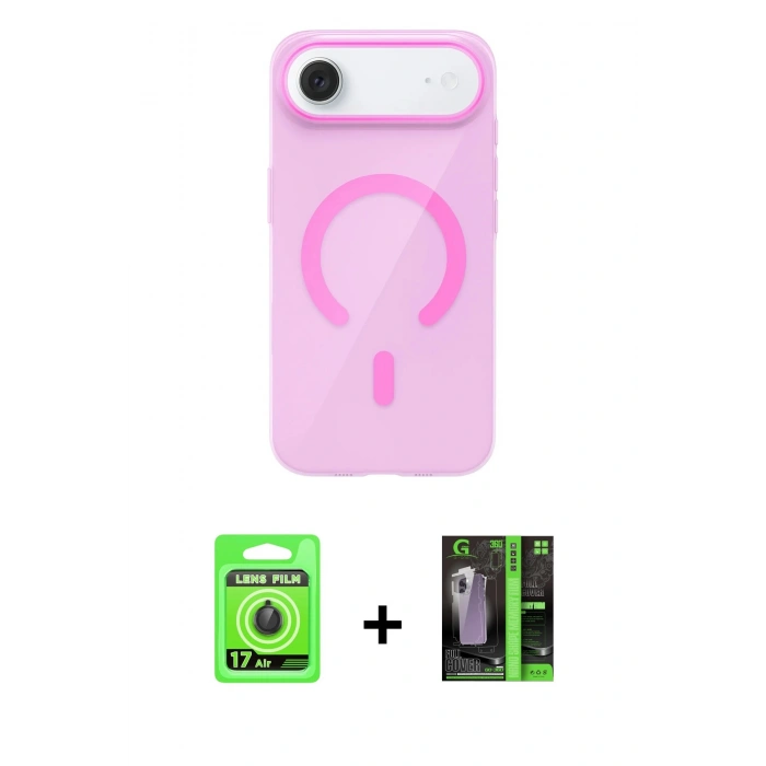 MARSİLYAN™- iPhone 17 Air Kılıf Pusula Form Özel Seri - Şeffaf 360 Full Body Arka Koruyucu + Raze Metal Kamera Lens - SH