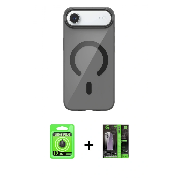 MARSİLYAN™- iPhone 17 Air Kılıf Pusula Form Özel Seri - Şeffaf 360 Full Body Arka Koruyucu + Raze Metal Kamera Lens - SH