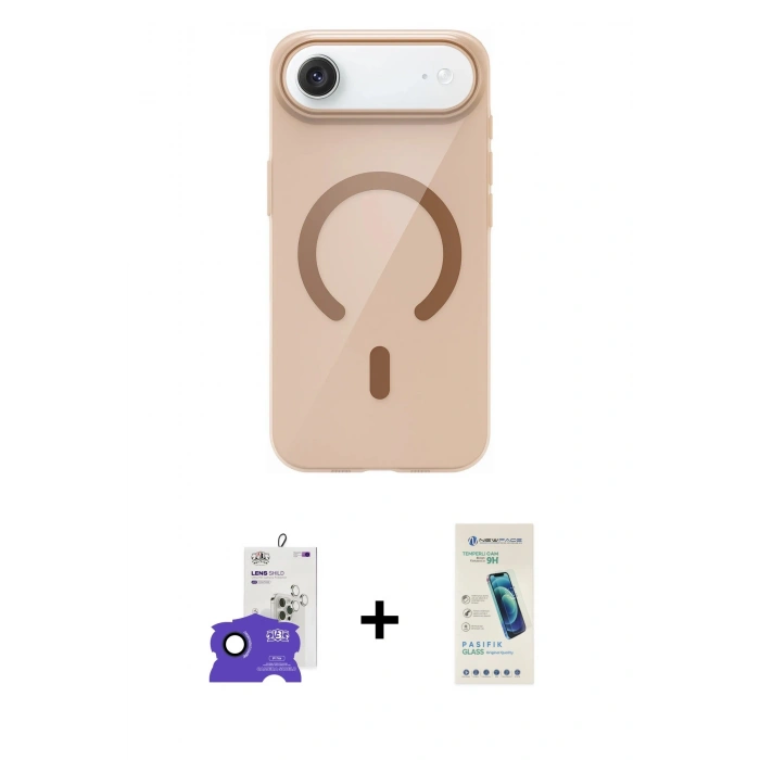 MARSİLYAN™- iPhone 17 Air Kılıf Pusula Form Özel Seri - Şeffaf Pasifik Cam Ekran Koruyucu + Bilvis Titan Kamera Lens - LT