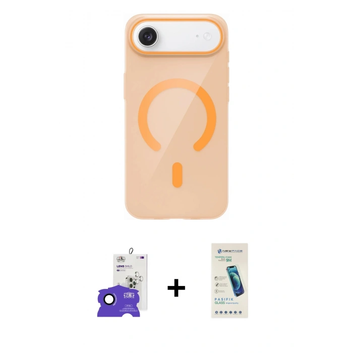 MARSİLYAN™- iPhone 17 Air Kılıf Pusula Form Özel Seri - Şeffaf Pasifik Cam Ekran Koruyucu + Bilvis Titan Kamera Lens - LT