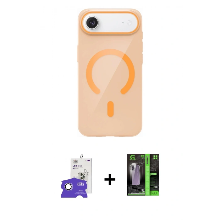 MARSİLYAN™- iPhone 17 Air Kılıf Pusula Form Özel Seri - Siyah 360 Mat Full Body Arka Koruyucu + Bilvis Titan Kamera Lens - GS