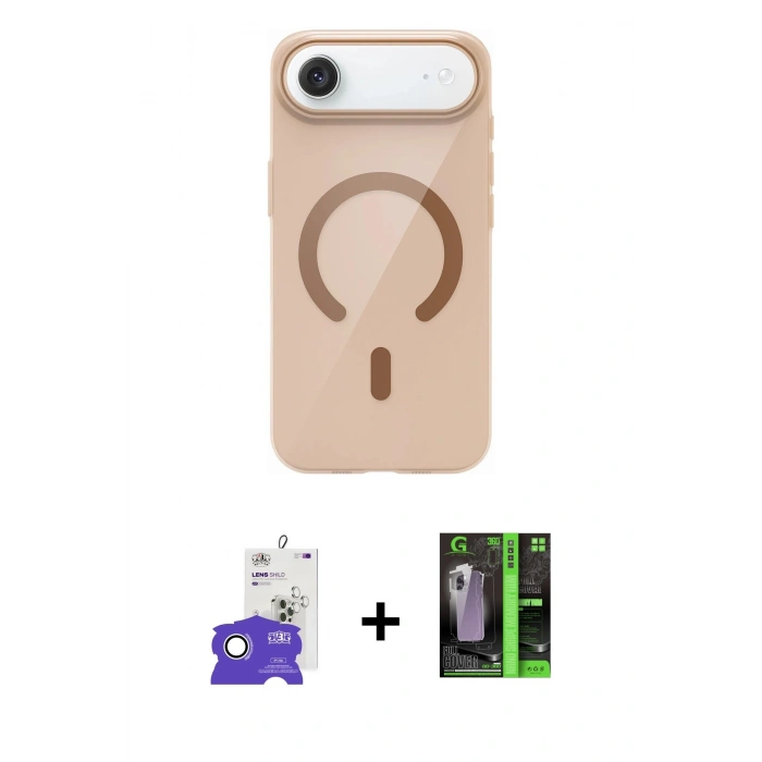 MARSİLYAN™- iPhone 17 Air Kılıf Pusula Form Özel Seri - Siyah 360 Mat Full Body Arka Koruyucu + Bilvis Titan Kamera Lens - GS