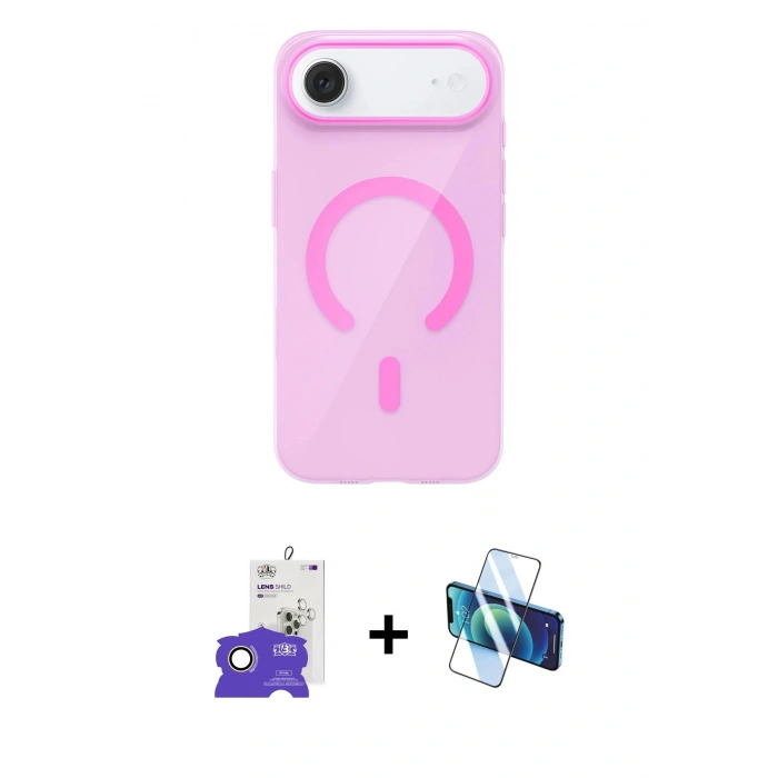 MARSİLYAN™- iPhone 17 Air Kılıf Pusula Form Özel Seri - Siyah 3D Antistatik Seramik Nano Ekran Koruyucu + Bilvis Titan Kamera Lens - GD