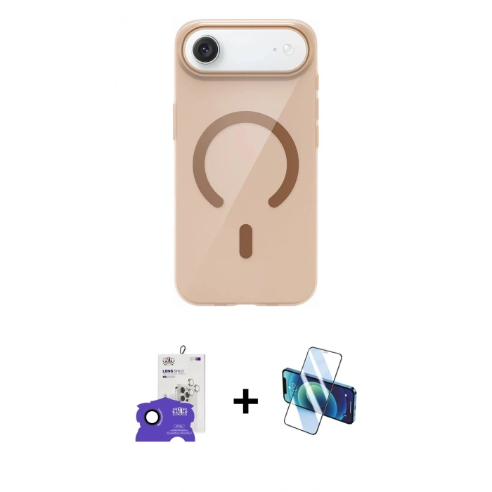 MARSİLYAN™- iPhone 17 Air Kılıf Pusula Form Özel Seri - Siyah 3D Antistatik Seramik Nano Ekran Koruyucu + Bilvis Titan Kamera Lens - LT