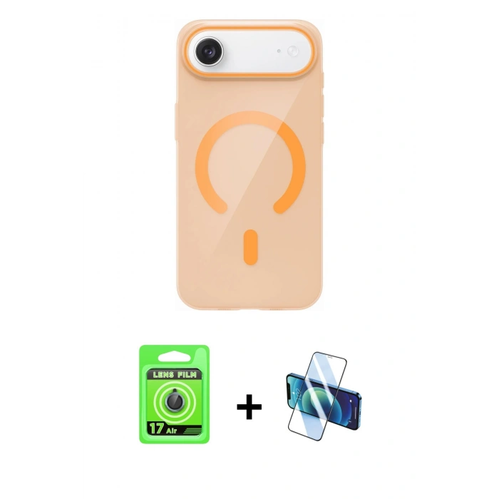 MARSİLYAN™- iPhone 17 Air Kılıf Pusula Form Özel Seri - Siyah 3D Antistatik Seramik Nano Ekran Koruyucu + Raze Metal Kamera Lens - MI
