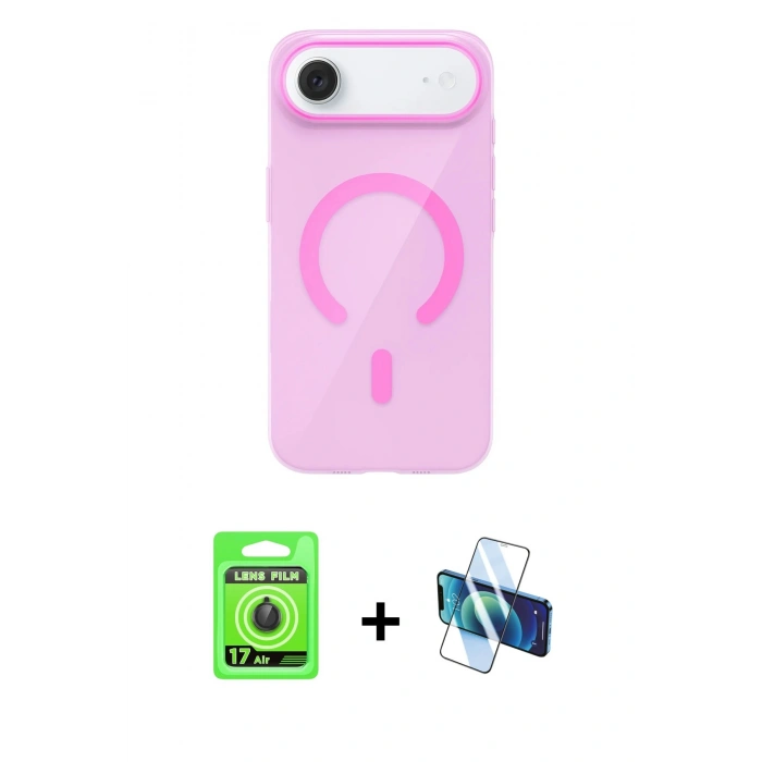 MARSİLYAN™- iPhone 17 Air Kılıf Pusula Form Özel Seri - Siyah 3D Antistatik Seramik Nano Ekran Koruyucu + Raze Metal Kamera Lens - SH