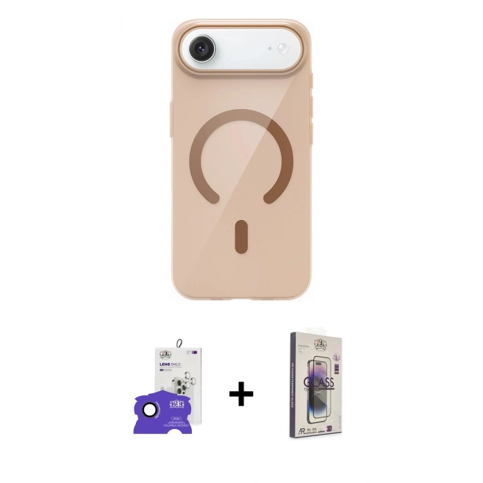 MARSİLYAN™- iPhone 17 Air Kılıf Pusula Form Özel Seri - Siyah Bilvis 3D Cam Ekran Koruyucu + Bilvis Titan Kamera Lens - SH