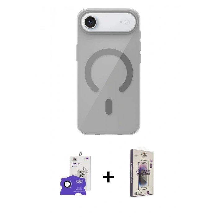 MARSİLYAN™- iPhone 17 Air Kılıf Pusula Form Özel Seri - Siyah Bilvis 3D Cam Ekran Koruyucu + Bilvis Titan Kamera Lens - SH