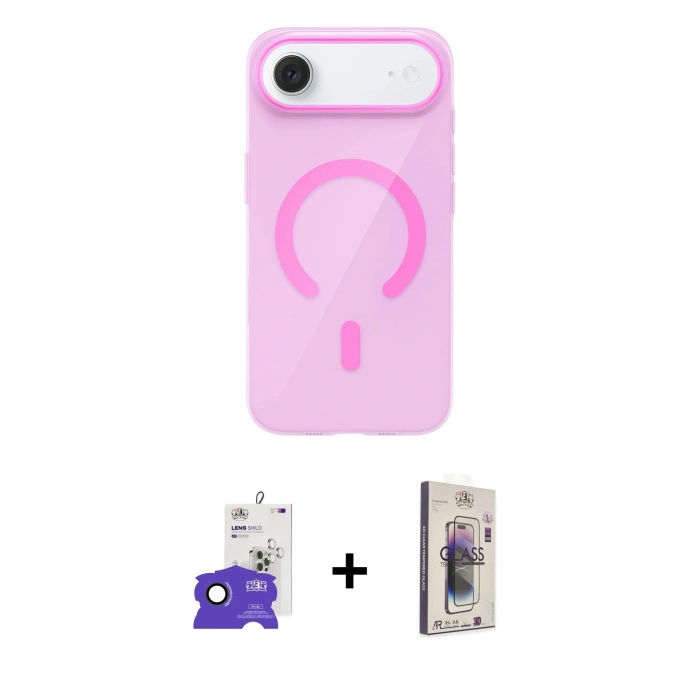 MARSİLYAN™- iPhone 17 Air Kılıf Pusula Form Özel Seri - Siyah Bilvis 3D Cam Ekran Koruyucu + Bilvis Titan Kamera Lens - SH