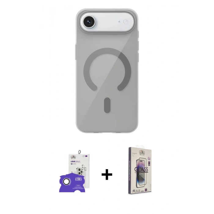 MARSİLYAN™- iPhone 17 Air Kılıf Pusula Form Özel Seri - Siyah Bilvis 3D Cam Ekran Koruyucu + Bilvis Titan Kamera Lens - GS