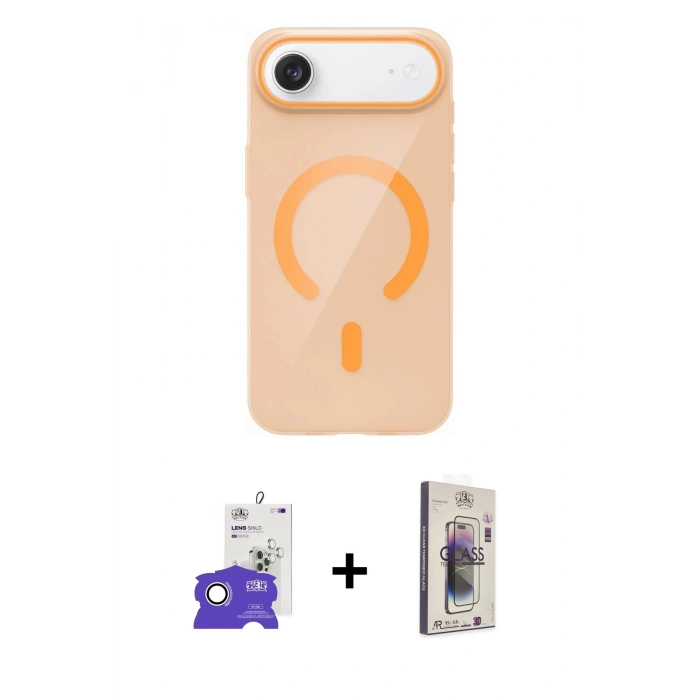 MARSİLYAN™- iPhone 17 Air Kılıf Pusula Form Özel Seri - Siyah Bilvis 3D Cam Ekran Koruyucu + Bilvis Titan Kamera Lens - GS