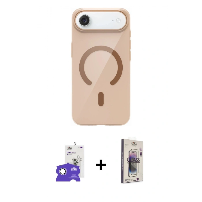 MARSİLYAN™- iPhone 17 Air Kılıf Pusula Form Özel Seri - Siyah Bilvis 3D Cam Ekran Koruyucu + Bilvis Titan Kamera Lens - GS