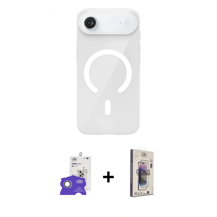 MARSİLYAN™- iPhone 17 Air Kılıf Pusula Form Özel Seri - Siyah Bilvis 3D Cam Ekran Koruyucu + Bilvis Titan Kamera Lens - GS