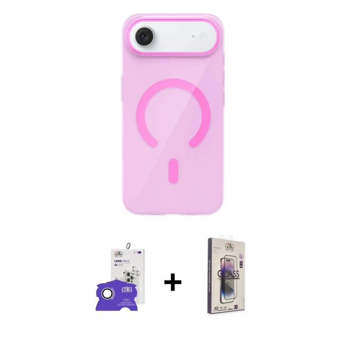 MARSİLYAN™- iPhone 17 Air Kılıf Pusula Form Özel Seri - Siyah Bilvis 3D Cam Ekran Koruyucu + Bilvis Titan Kamera Lens - GS