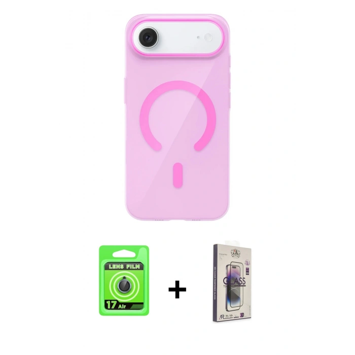 MARSİLYAN™- iPhone 17 Air Kılıf Pusula Form Özel Seri - Siyah Bilvis 3D Cam Ekran Koruyucu + Raze Metal Kamera Lens - MI