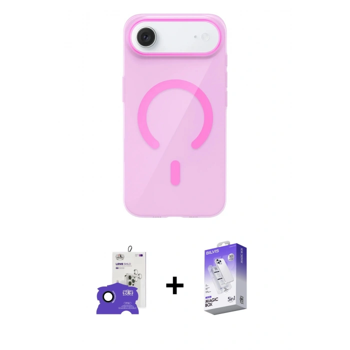 MARSİLYAN™- iPhone 17 Air Kılıf Pusula Form Özel Seri - Siyah Bilvis 5in1 3D Magic Cam Ekran Koruyucu + Bilvis Titan Kamera Lens - LT