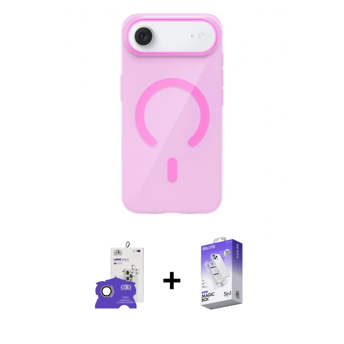 MARSİLYAN™- iPhone 17 Air Kılıf Pusula Form Özel Seri - Siyah Bilvis 5in1 3D Magic Cam Ekran Koruyucu + Bilvis Titan Kamera Lens - GD