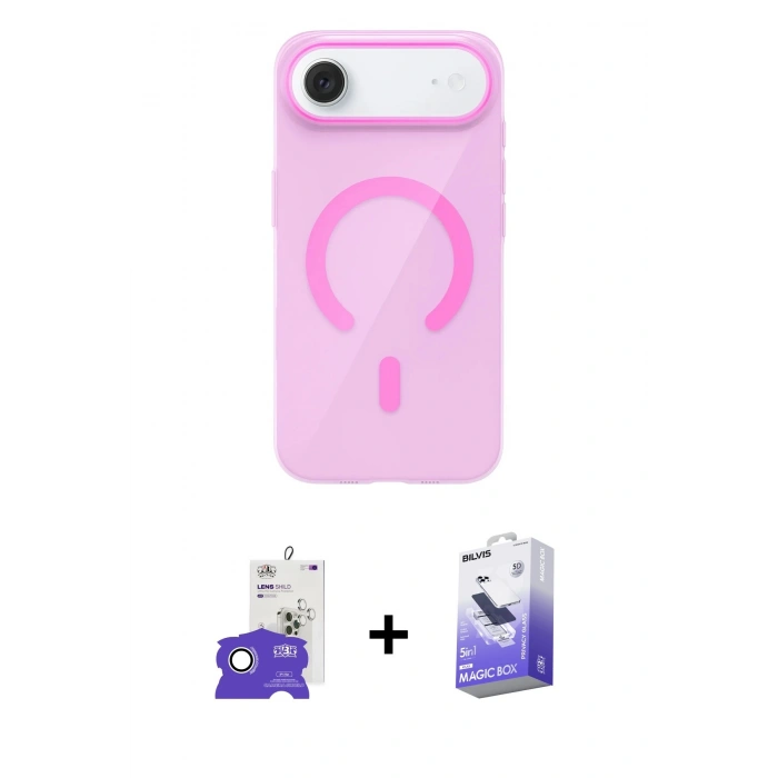 MARSİLYAN™- iPhone 17 Air Kılıf Pusula Form Özel Seri - Siyah Bilvis 5in1 5D Magic Hayalet Cam Ekran Koruyucu + Bilvis Titan Kamera Lens - GS