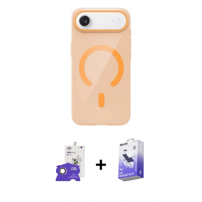 MARSİLYAN™- iPhone 17 Air Kılıf Pusula Form Özel Seri - Siyah Bilvis 5in1 5D Magic Hayalet Cam Ekran Koruyucu + Bilvis Titan Kamera Lens - GD