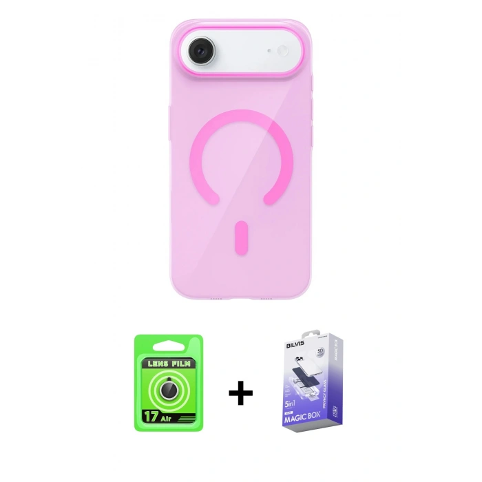 MARSİLYAN™- iPhone 17 Air Kılıf Pusula Form Özel Seri - Siyah Bilvis 5in1 5D Magic Hayalet Cam Ekran Koruyucu + Raze Metal Kamera Lens - GS