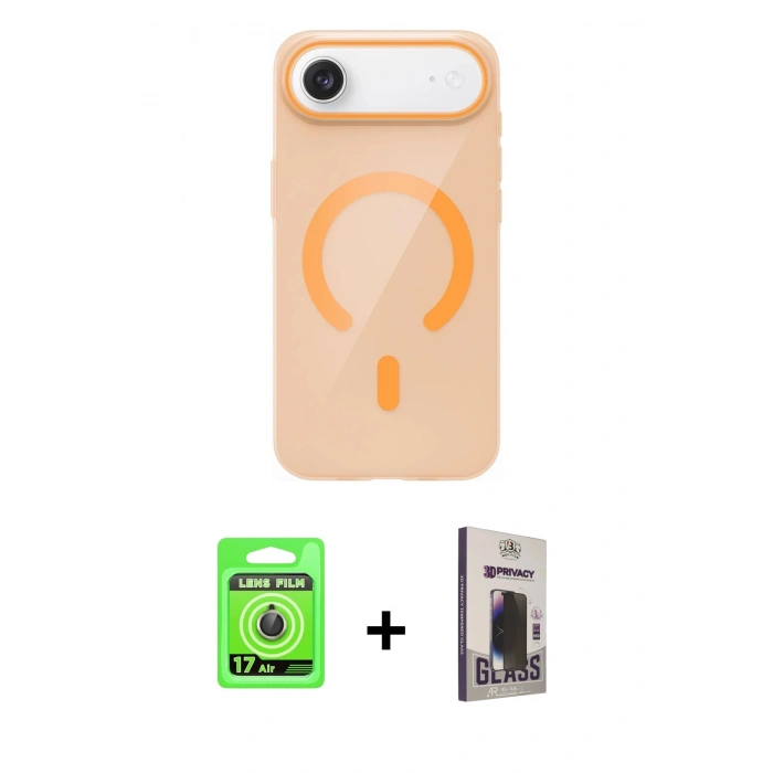 MARSİLYAN™- iPhone 17 Air Kılıf Pusula Form Özel Seri - Siyah Bilvis Hayalet Cam Ekran Koruyucu + Raze Metal Kamera Lens - GD
