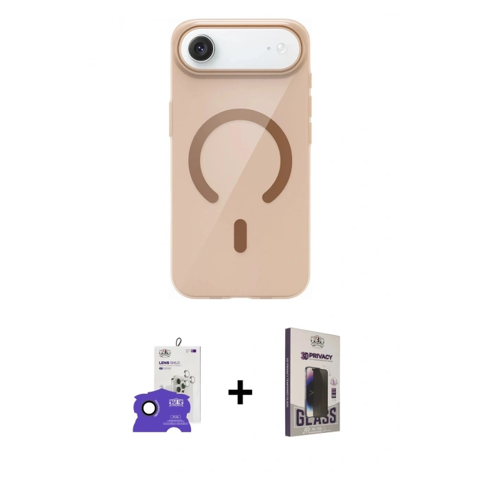 MARSİLYAN™- iPhone 17 Air Kılıf Pusula Form Özel Seri - Siyah Bilvis Hayalet Cam Ekran Koruyucu + Bilvis Titan Kamera Lens - SH