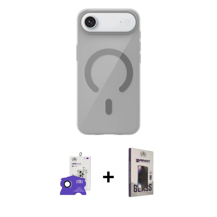 MARSİLYAN™- iPhone 17 Air Kılıf Pusula Form Özel Seri - Siyah Bilvis Hayalet Cam Ekran Koruyucu + Bilvis Titan Kamera Lens - SH