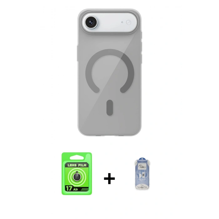 MARSİLYAN™- iPhone 17 Air Kılıf Pusula Form Özel Seri - Siyah Joko Magic 5D Cam + Raze Metal Kamera Lens - GD
