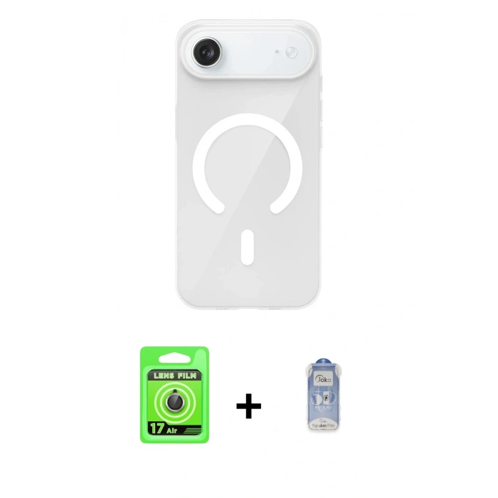 MARSİLYAN™- iPhone 17 Air Kılıf Pusula Form Özel Seri - Siyah Joko Magic 5D Cam + Raze Metal Kamera Lens - GD