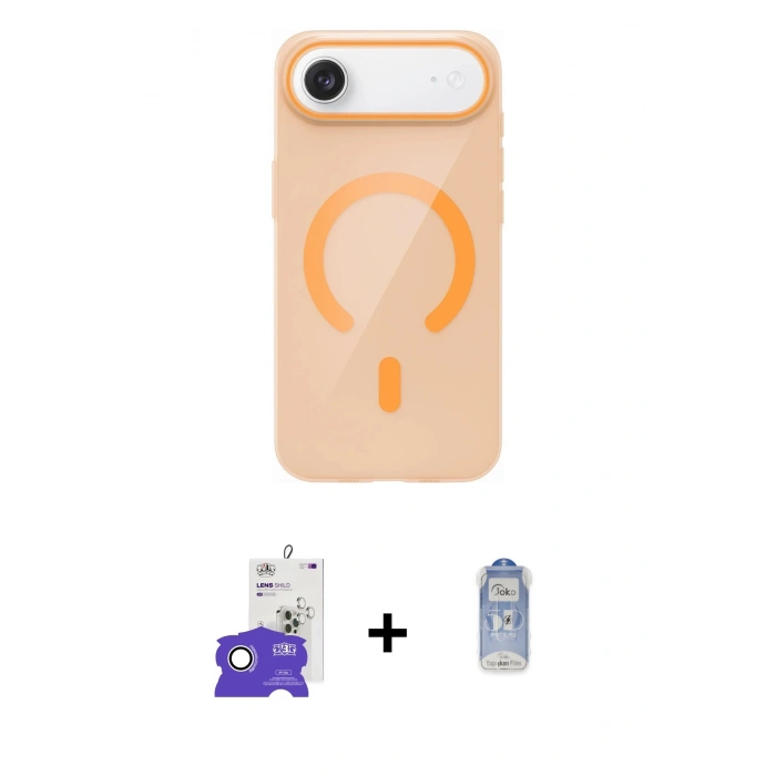 MARSİLYAN™- iPhone 17 Air Kılıf Pusula Form Özel Seri - Siyah Joko Magic 5D Cam + Gümüş Bilvis Titan Kamera Lens