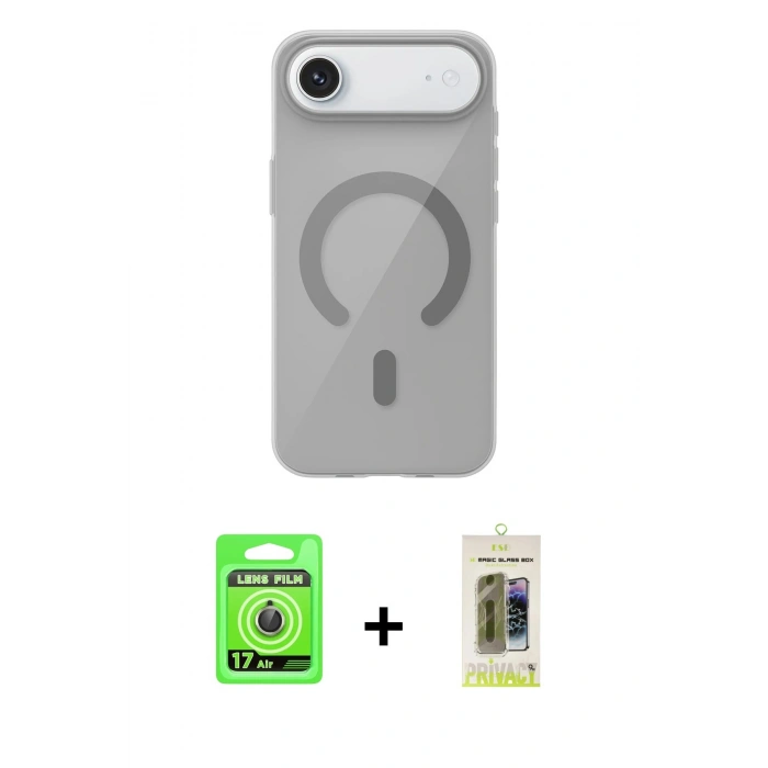 MARSİLYAN™- iPhone 17 Air Kılıf Pusula Form Özel Seri - Siyah Joko Magic 5D Hayalet Cam + Raze Metal Kamera Lens - GD