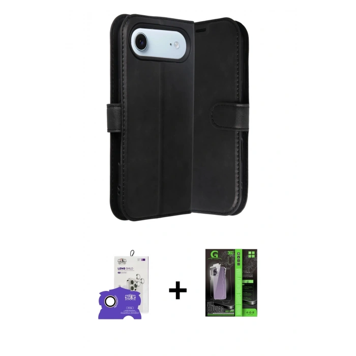 MARSİLYAN™- iPhone 17 Air Kılıf Siluet Işık Serisi - Siyah 360 Mat Full Body Arka Koruyucu + Bilvis Titan Kamera Lens - GD