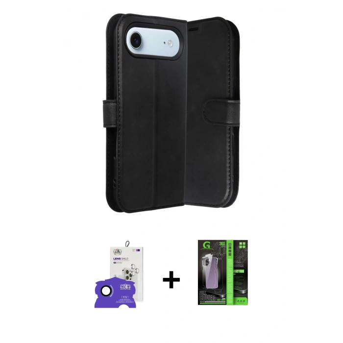 MARSİLYAN™- iPhone 17 Air Kılıf Siluet Işık Serisi - Siyah 360 Mat Full Body Arka Koruyucu + Bilvis Titan Kamera Lens - LT