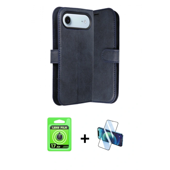 MARSİLYAN™- iPhone 17 Air Kılıf Siluet Işık Serisi - Siyah 3D Antistatik Cam Ekran Koruyucu + Raze Metal Kamera Lens - MI