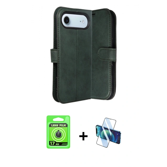 MARSİLYAN™- iPhone 17 Air Kılıf Siluet Işık Serisi - Siyah 3D Antistatik Cam Ekran Koruyucu + Raze Metal Kamera Lens - MI