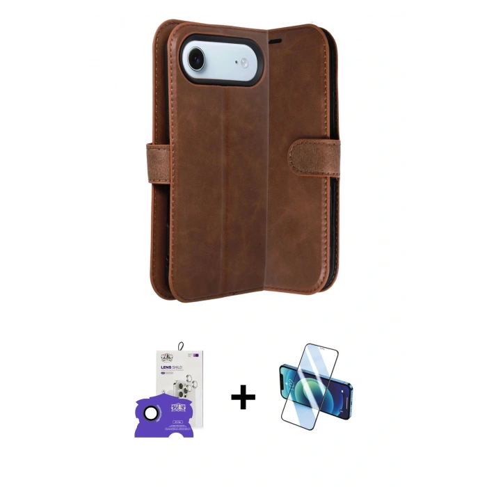 MARSİLYAN™- iPhone 17 Air Kılıf Siluet Işık Serisi - Siyah 3D Antistatik Cam Ekran Koruyucu + Bilvis Titan Kamera Lens - SH