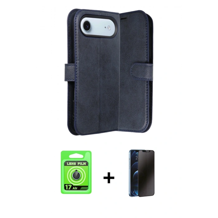 MARSİLYAN™- iPhone 17 Air Kılıf Siluet Işık Serisi - Siyah 3D Antistatik Hayalet Cam Ekran Koruyucu + Raze Metal Kamera Lens - MI