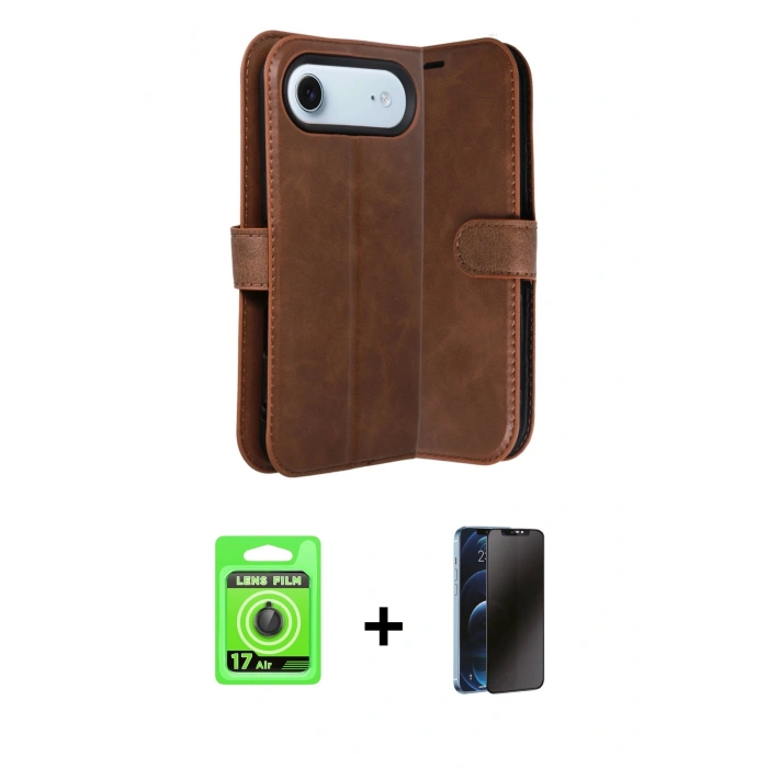 MARSİLYAN™- iPhone 17 Air Kılıf Siluet Işık Serisi - Siyah 3D Antistatik Hayalet Cam Ekran Koruyucu + Raze Metal Kamera Lens - SH
