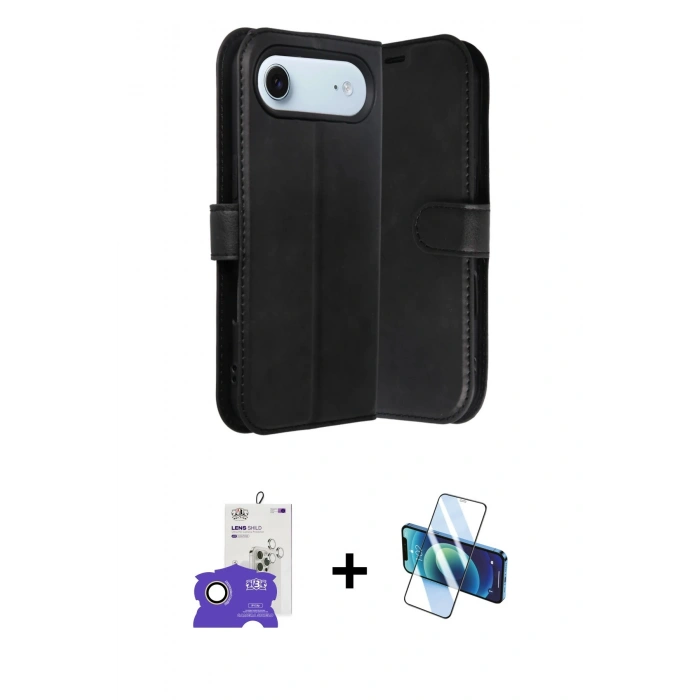 MARSİLYAN™- iPhone 17 Air Kılıf Siluet Işık Serisi - Siyah 3D Antistatik Seramik Nano Ekran Koruyucu + Bilvis Titan Kamera Lens - GD
