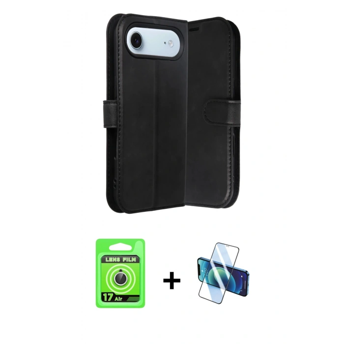 MARSİLYAN™- iPhone 17 Air Kılıf Siluet Işık Serisi - Siyah 3D Antistatik Seramik Nano Ekran Koruyucu + Raze Metal Kamera Lens - GS