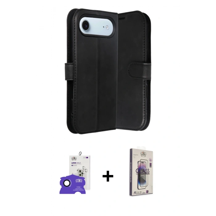MARSİLYAN™- iPhone 17 Air Kılıf Siluet Işık Serisi - Siyah Bilvis 3D Cam Ekran Koruyucu + Bilvis Titan Kamera Lens - LT