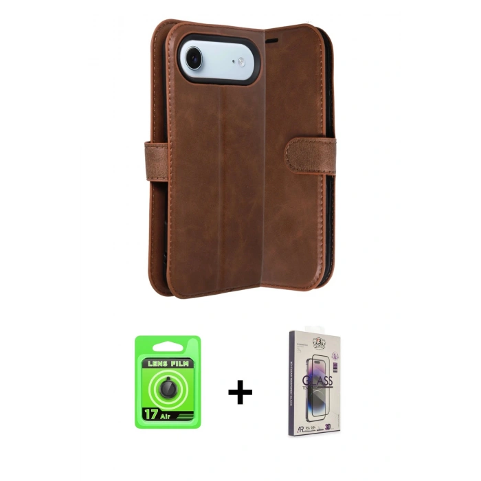 MARSİLYAN™- iPhone 17 Air Kılıf Siluet Işık Serisi - Siyah Bilvis 3D Cam Ekran Koruyucu + Raze Metal Kamera Lens - SH